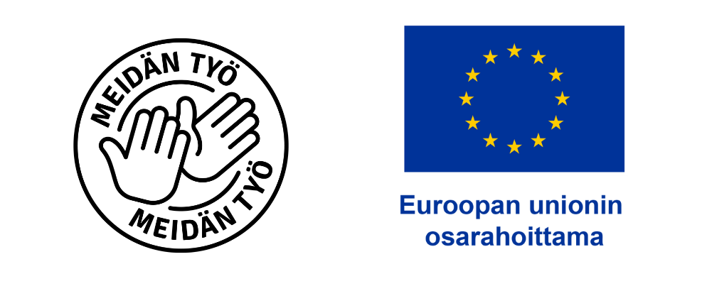 Meidän työ logo ja EU-lippu