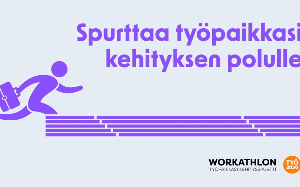 Piirroskuva workathlonista jossa henkilö juoksee eteenpäin